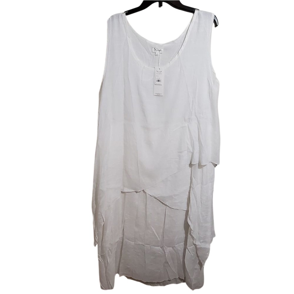 Foxxy Womens Plus Size 3X White Layered Asymmetrical Midi Dress NWT 3X New